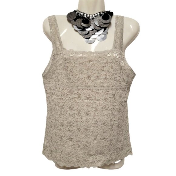 Grey Lace Tank Top Lace Camisole Wide Straps Lace Top  Size M Size XL - Picture 2 of 12